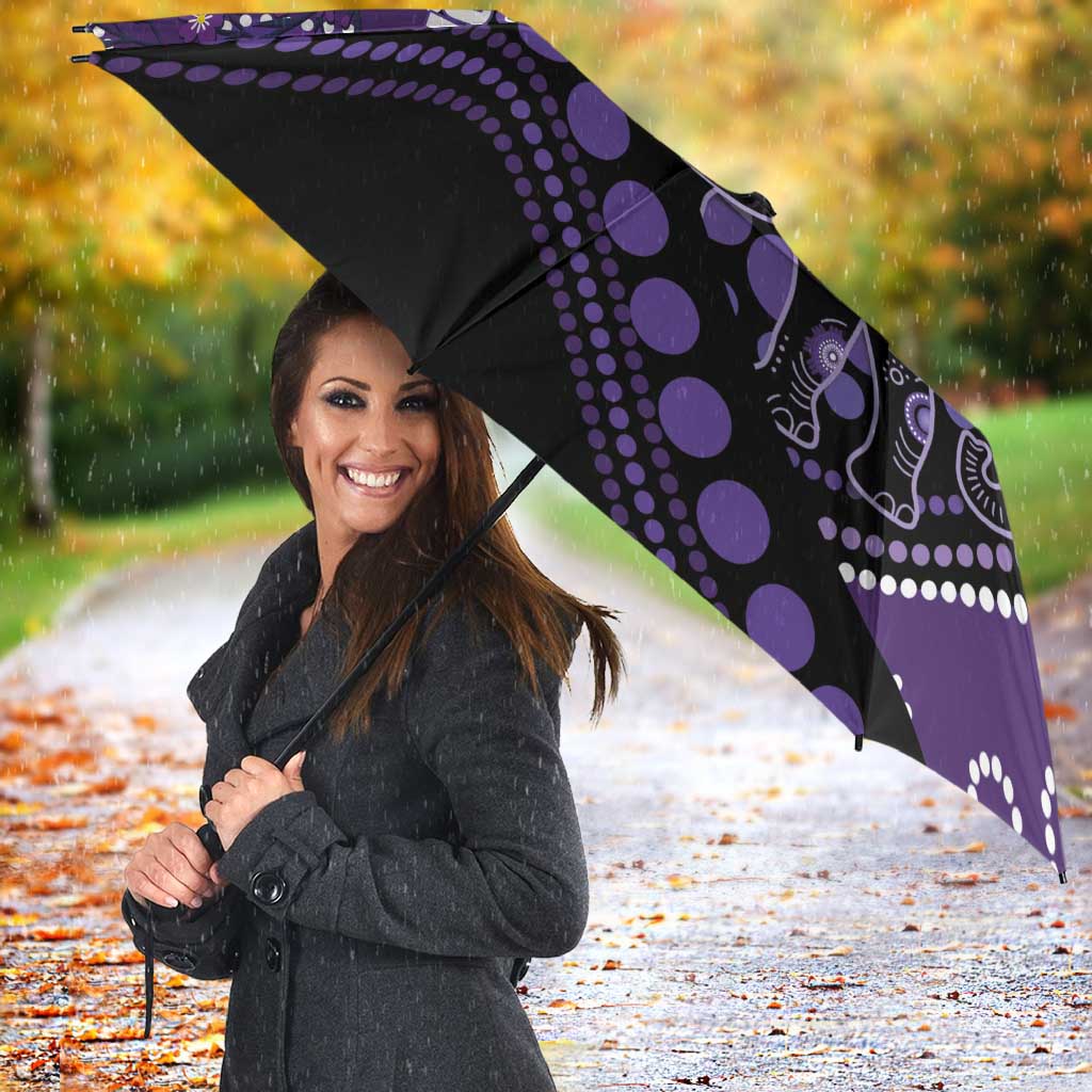 Australia Alzheimer's and Brain Awareness Umbrella Elephant Forget-Me-Not Aboriginal Art
