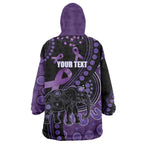 Australia Alzheimer's and Brain Awareness Personalised Wearable Blanket Hoodie Elephant Forget-Me-Not Aboriginal Art
