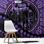 Australia Alzheimer's and Brain Awareness Window Curtain Elephant Forget-Me-Not Aboriginal Art