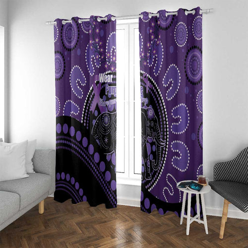 Australia Alzheimer's and Brain Awareness Window Curtain Elephant Forget-Me-Not Aboriginal Art