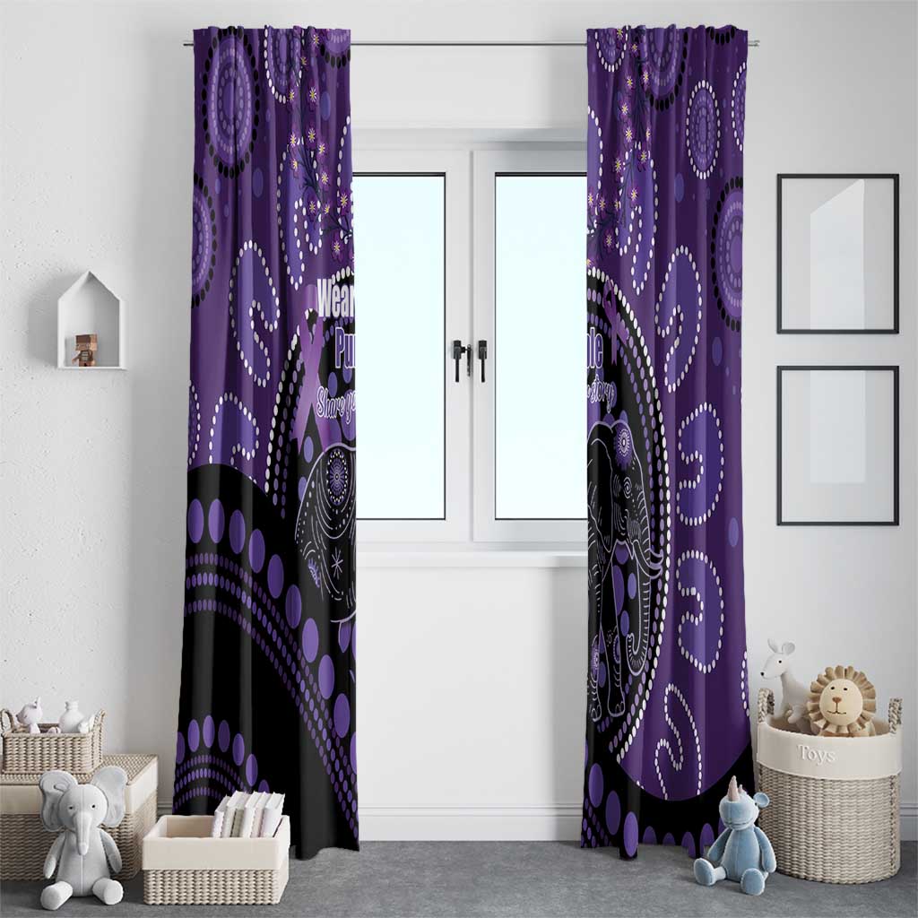 Australia Alzheimer's and Brain Awareness Window Curtain Elephant Forget-Me-Not Aboriginal Art