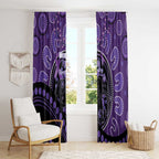 Australia Alzheimer's and Brain Awareness Window Curtain Elephant Forget-Me-Not Aboriginal Art
