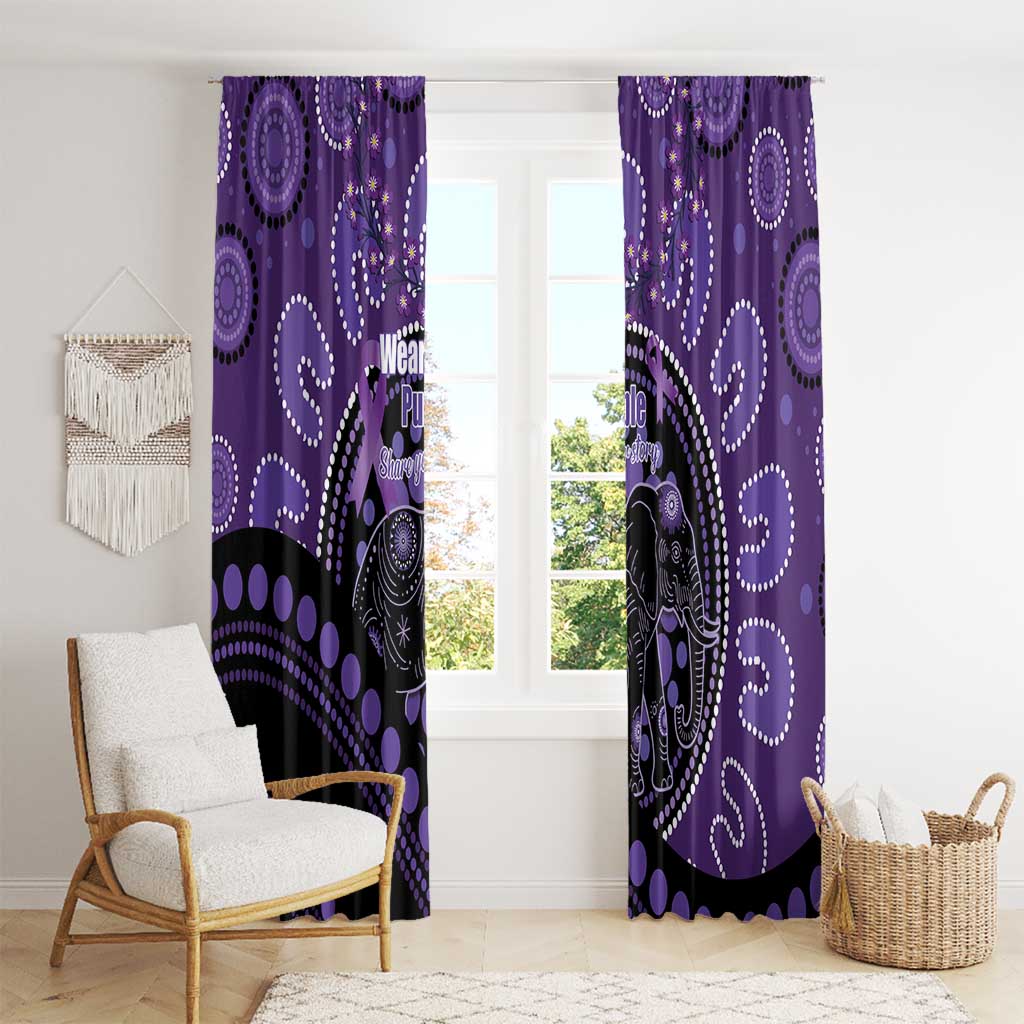 Australia Alzheimer's and Brain Awareness Window Curtain Elephant Forget-Me-Not Aboriginal Art
