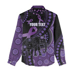 Australia Alzheimer's and Brain Awareness Personalised Women Casual Shirt Elephant Forget-Me-Not Aboriginal Art