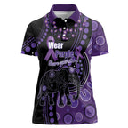 Australia Alzheimer's and Brain Awareness Personalised Women Polo Shirt Elephant Forget-Me-Not Aboriginal Art