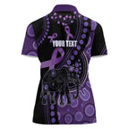 Australia Alzheimer's and Brain Awareness Personalised Women Polo Shirt Elephant Forget-Me-Not Aboriginal Art