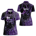 Australia Alzheimer's and Brain Awareness Personalised Women Polo Shirt Elephant Forget-Me-Not Aboriginal Art