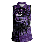 Australia Alzheimer's and Brain Awareness Personalised Women Sleeveless Polo Shirt Elephant Forget-Me-Not Aboriginal Art