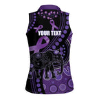Australia Alzheimer's and Brain Awareness Personalised Women Sleeveless Polo Shirt Elephant Forget-Me-Not Aboriginal Art