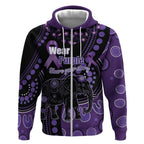 Australia Alzheimer's and Brain Awareness Personalised Zip Hoodie Elephant Forget-Me-Not Aboriginal Art