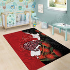 Kiwi New Zealand Personalised Area Rug NZ Map Pohutukawa Fern Maori Pattern