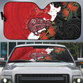 Kiwi New Zealand Personalised Auto Sun Shade NZ Map Pohutukawa Fern Maori Pattern