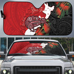 Kiwi New Zealand Personalised Auto Sun Shade NZ Map Pohutukawa Fern Maori Pattern
