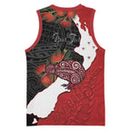 Kiwi New Zealand Personalised Basketball Jersey NZ Map Pohutukawa Fern Maori Pattern