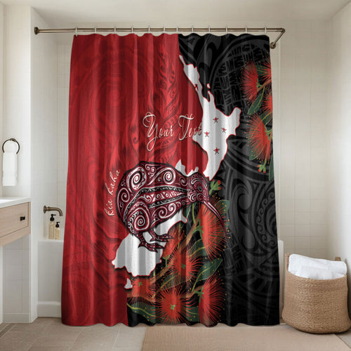 Kiwi New Zealand Personalised Bathroom Set NZ Map Pohutukawa Fern Maori Pattern