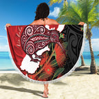 Kiwi New Zealand Personalised Beach Blanket NZ Map Pohutukawa Fern Maori Pattern