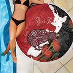 Kiwi New Zealand Personalised Beach Blanket NZ Map Pohutukawa Fern Maori Pattern