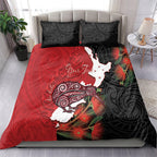 Kiwi New Zealand Personalised Bedding Set NZ Map Pohutukawa Fern Maori Pattern
