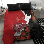 Kiwi New Zealand Personalised Bedding Set NZ Map Pohutukawa Fern Maori Pattern