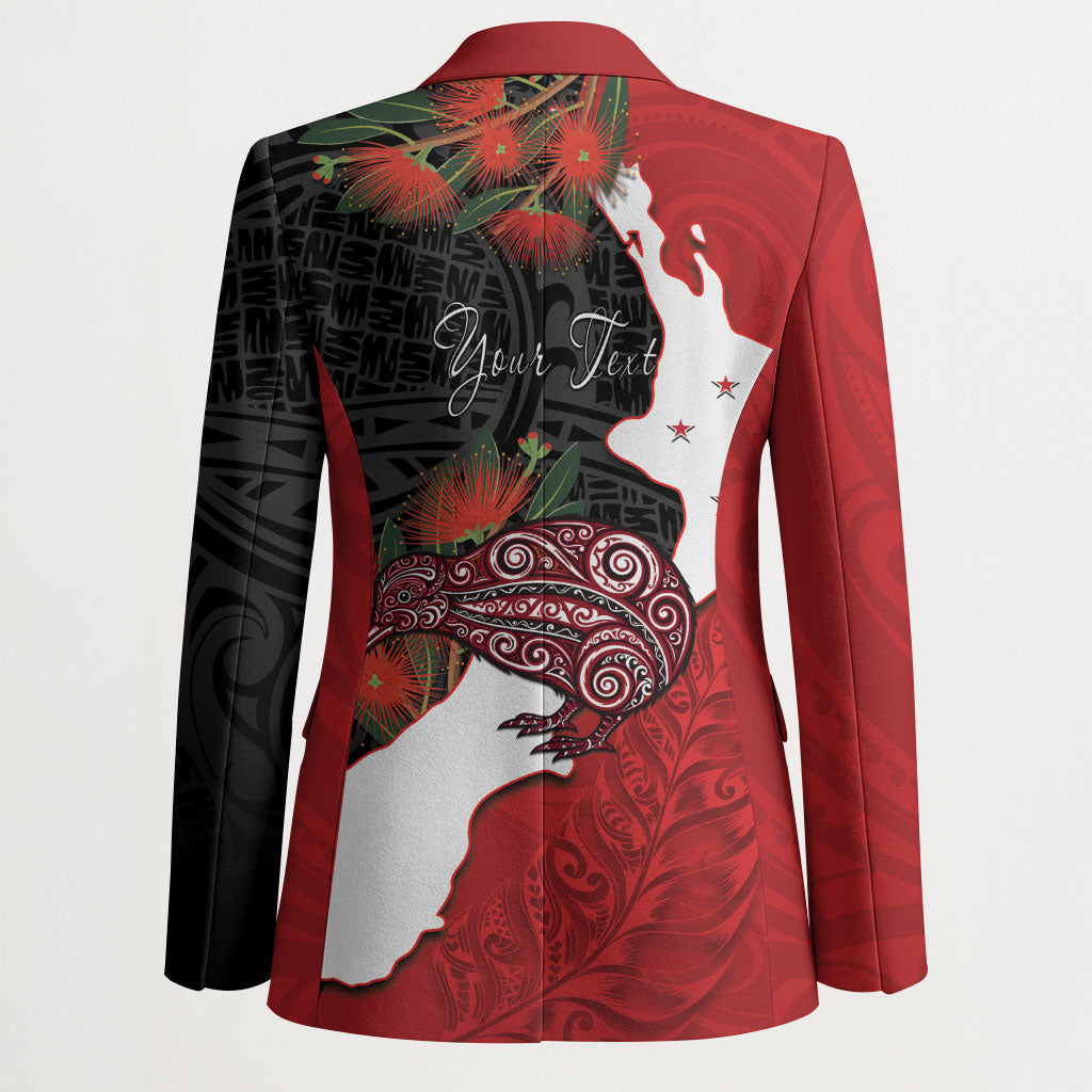 Kiwi New Zealand Personalised Blazer NZ Map Pohutukawa Fern Maori Pattern