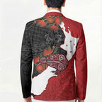 Kiwi New Zealand Personalised Blazer NZ Map Pohutukawa Fern Maori Pattern