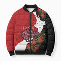 Kiwi New Zealand Personalised Bomber Puffer Jacket NZ Map Pohutukawa Fern Maori Pattern