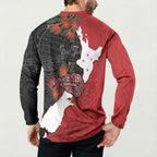 Kiwi New Zealand Personalised Button Sweatshirt NZ Map Pohutukawa Fern Maori Pattern