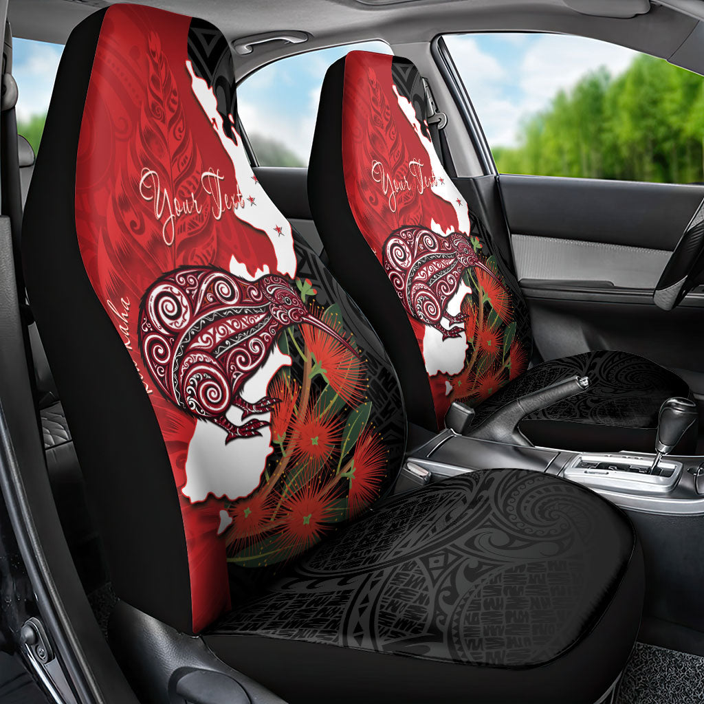 Kiwi New Zealand Personalised Car Seat Cover NZ Map Pohutukawa Fern Maori Pattern
