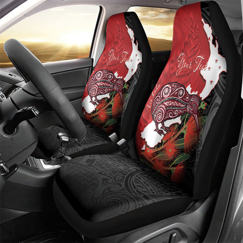 Kiwi New Zealand Personalised Car Seat Cover NZ Map Pohutukawa Fern Maori Pattern
