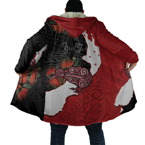 Kiwi New Zealand Personalised Cloak NZ Map Pohutukawa Fern Maori Pattern
