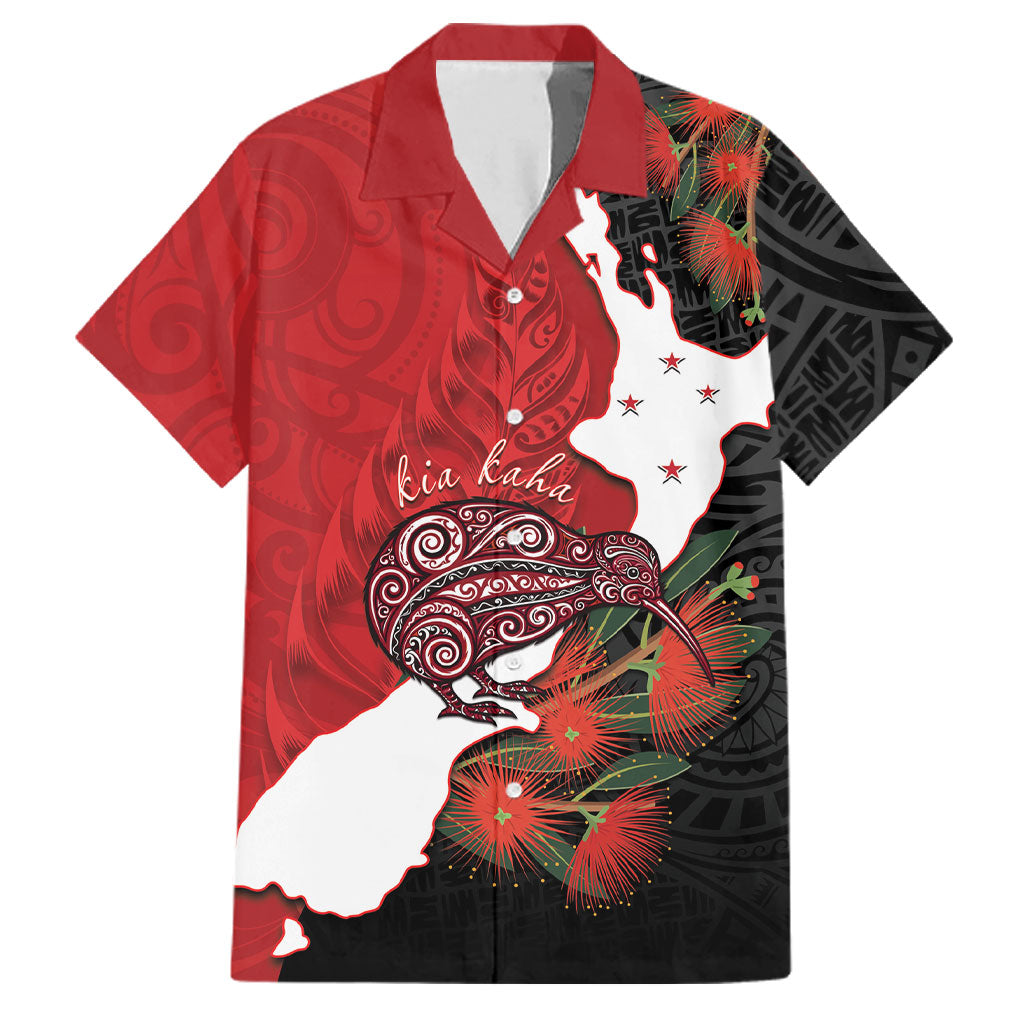 Kiwi New Zealand Personalised Family Matching Long Sleeve Bodycon Dress and Hawaiian Shirt NZ Map Pohutukawa Fern Maori Pattern