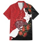 Kiwi New Zealand Personalised Family Matching Short Sleeve Bodycon Dress and Hawaiian Shirt NZ Map Pohutukawa Fern Maori Pattern
