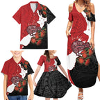 Kiwi New Zealand Personalised Family Matching Summer Maxi Dress and Hawaiian Shirt NZ Map Pohutukawa Fern Maori Pattern