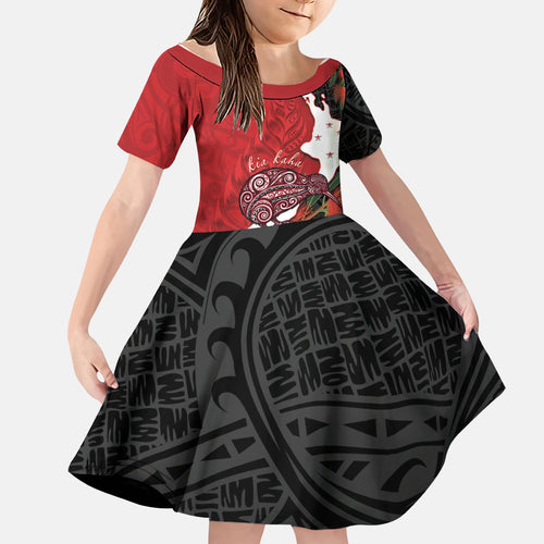Kiwi New Zealand Personalised Family Matching Summer Maxi Dress and Hawaiian Shirt NZ Map Pohutukawa Fern Maori Pattern