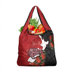 Kiwi New Zealand Personalised Grocery Bag NZ Map Pohutukawa Fern Maori Pattern