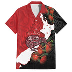 Kiwi New Zealand Personalised Hawaiian Shirt NZ Map Pohutukawa Fern Maori Pattern