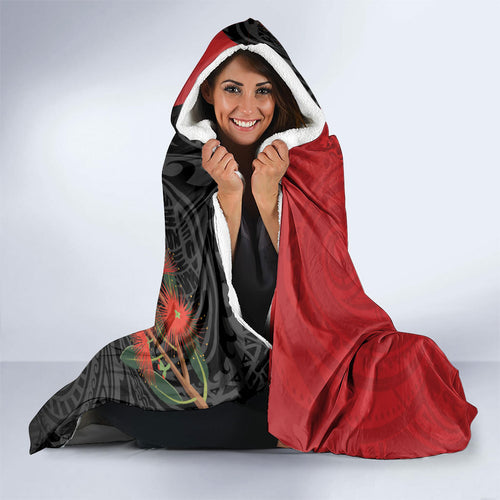 Kiwi New Zealand Personalised Hooded Blanket NZ Map Pohutukawa Fern Maori Pattern