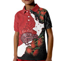 Kiwi New Zealand Personalised Kid Polo Shirt NZ Map Pohutukawa Fern Maori Pattern
