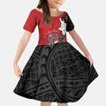 Kiwi New Zealand Personalised Kid Short Sleeve Dress NZ Map Pohutukawa Fern Maori Pattern