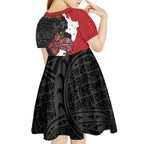 Kiwi New Zealand Personalised Kid Short Sleeve Dress NZ Map Pohutukawa Fern Maori Pattern