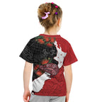 Kiwi New Zealand Personalised Kid T Shirt NZ Map Pohutukawa Fern Maori Pattern