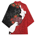 Kiwi New Zealand Personalised Kimono NZ Map Pohutukawa Fern Maori Pattern