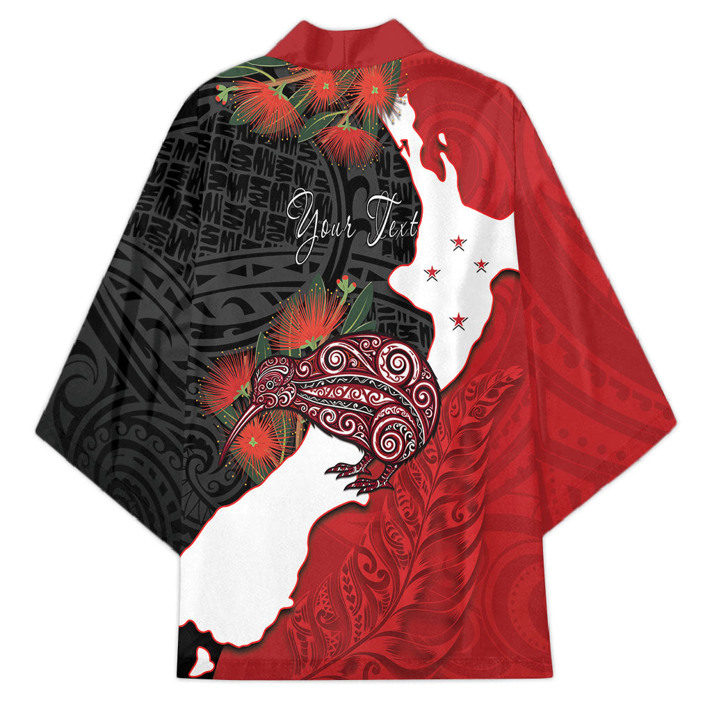 Kiwi New Zealand Personalised Kimono NZ Map Pohutukawa Fern Maori Pattern