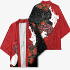 Kiwi New Zealand Personalised Kimono NZ Map Pohutukawa Fern Maori Pattern