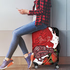 Kiwi New Zealand Personalised Luggage Cover NZ Map Pohutukawa Fern Maori Pattern