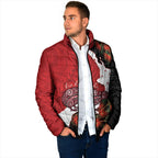 Kiwi New Zealand Personalised Padded Jacket NZ Map Pohutukawa Fern Maori Pattern