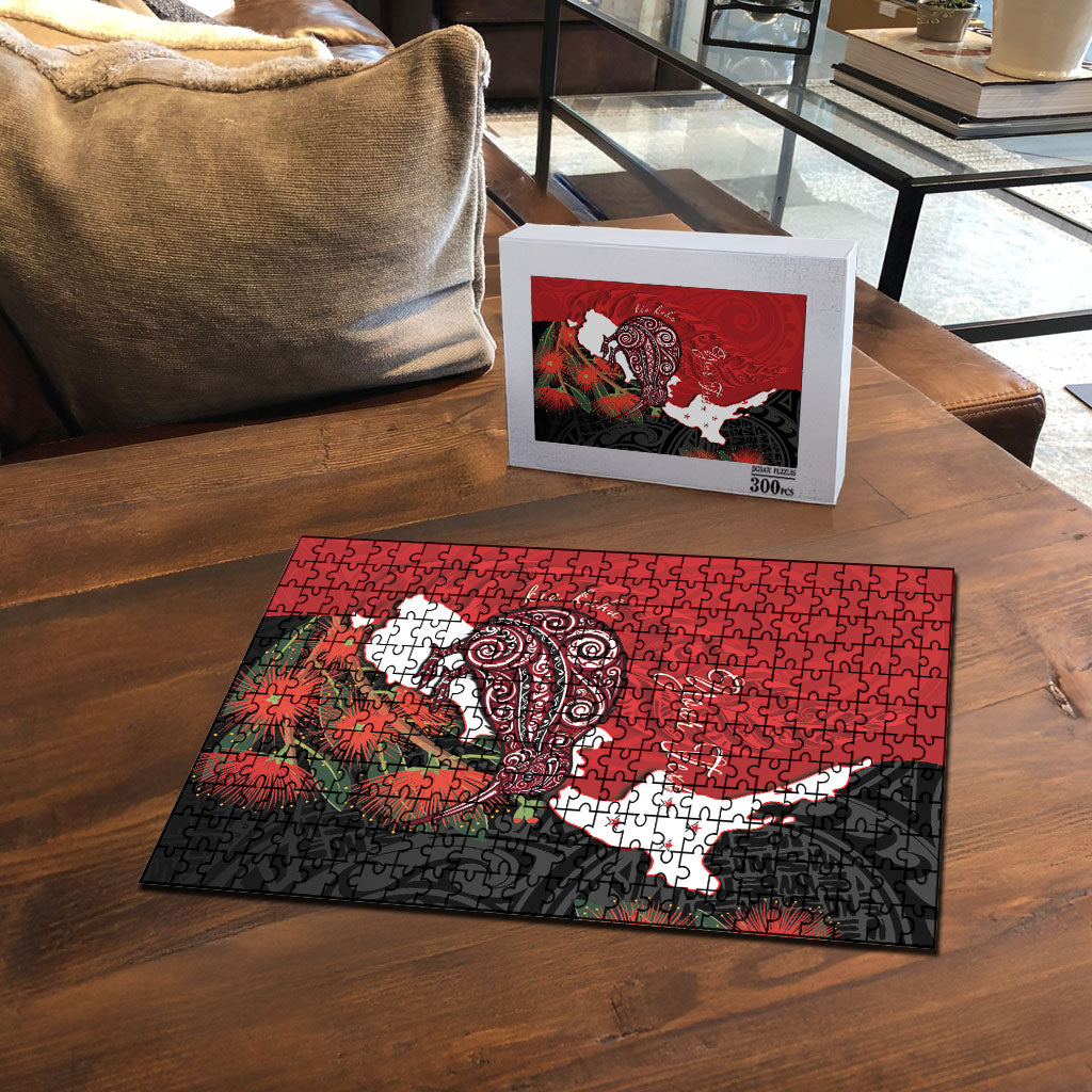 Kiwi New Zealand Personalised Puzzle NZ Map Pohutukawa Fern Maori Pattern