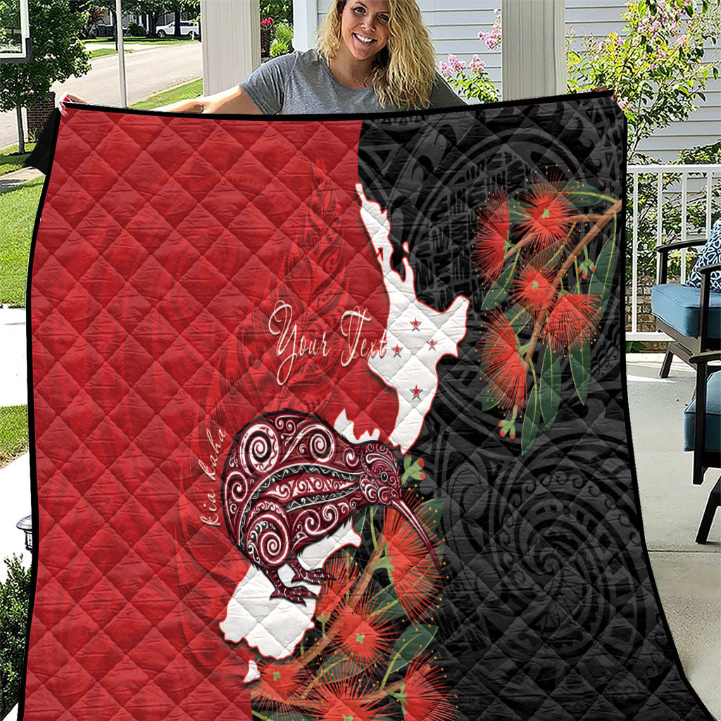 Kiwi New Zealand Personalised Quilt NZ Map Pohutukawa Fern Maori Pattern