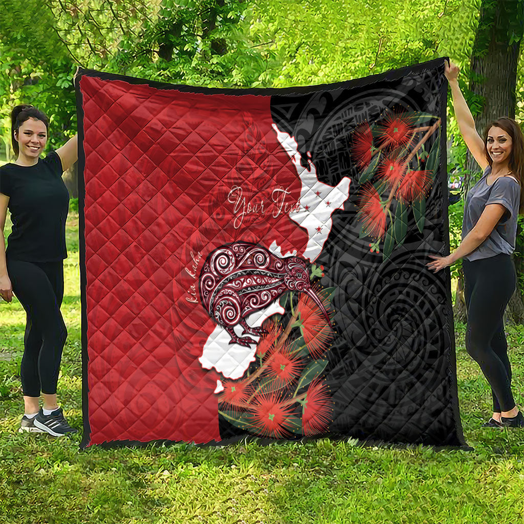 Kiwi New Zealand Personalised Quilt NZ Map Pohutukawa Fern Maori Pattern
