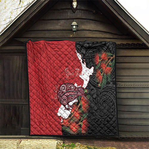 Kiwi New Zealand Personalised Quilt NZ Map Pohutukawa Fern Maori Pattern